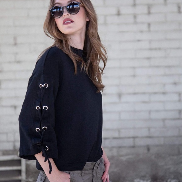 River + Sky Black Lace-Up Sweatshirt/drawstring matching set S - Picture 2 of 13